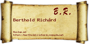 Berthold Richárd névjegykártya